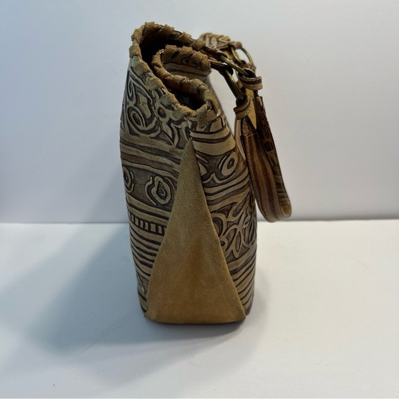 Vintage Claudia Firenze Tooled Leather & Suede Shoulder Bag Hobo Tote EUC - Picture 5 of 9